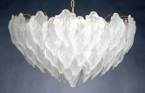 Appraisal: MURANO Eight-light chandelier of eighty-seven individual leaf-form glass pieces on