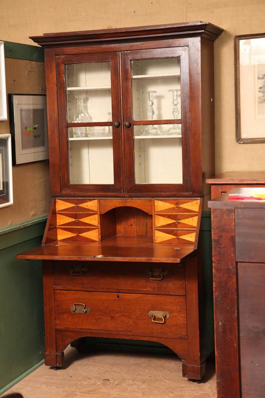 Appraisal: TWO PIECE SECRETARY BOOKCASE Walnut with molded cornice two double