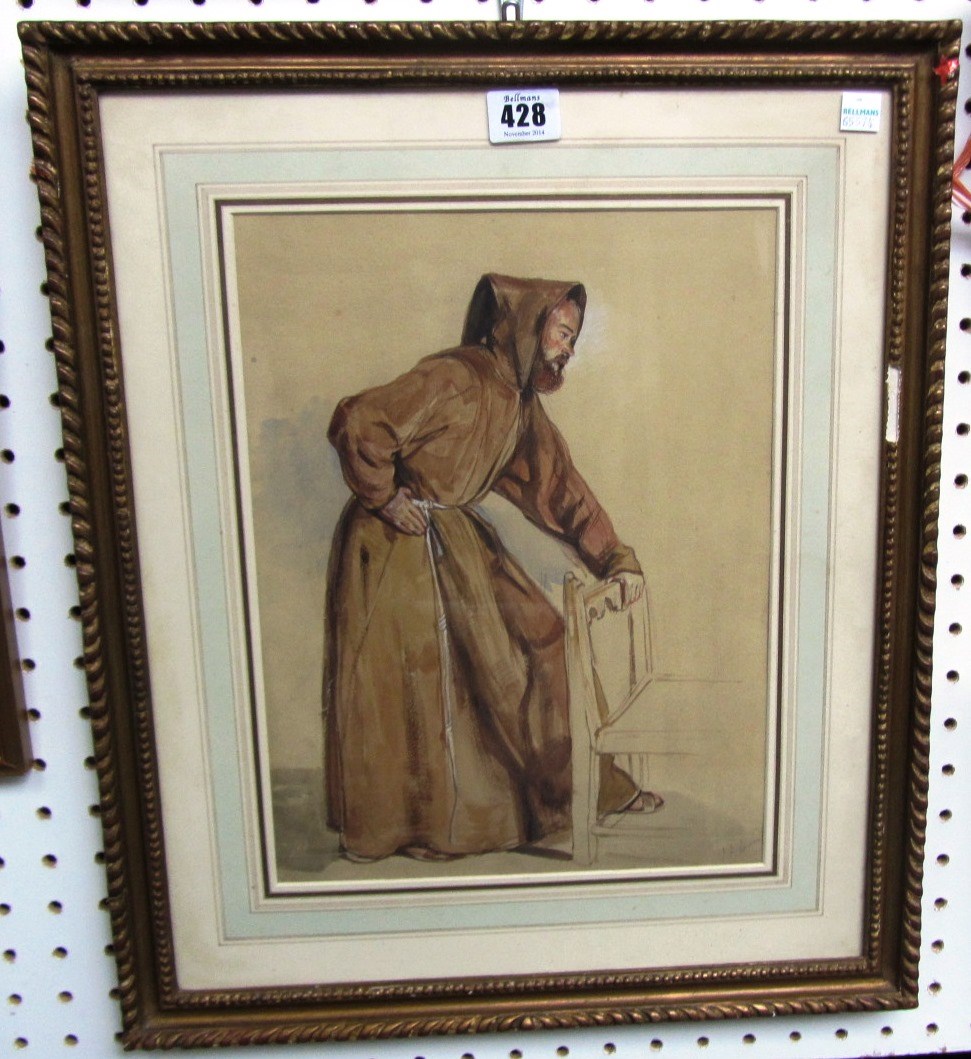 Appraisal: John Frederick Lewis - Study of a monk leaning on