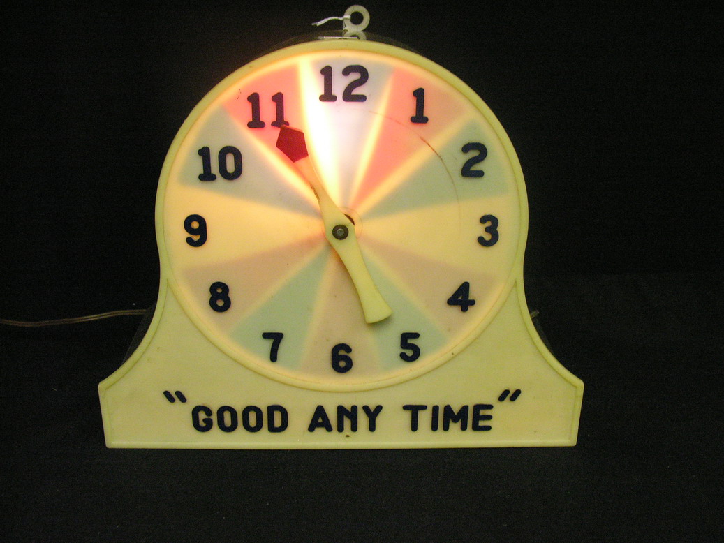 Appraisal: GOOD ANY TIME ADVERTISING STORE DISPLAY Back stamped Miracle Clock