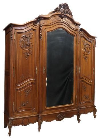 Appraisal: French Louis XV style walnut breakfront armoire early th c