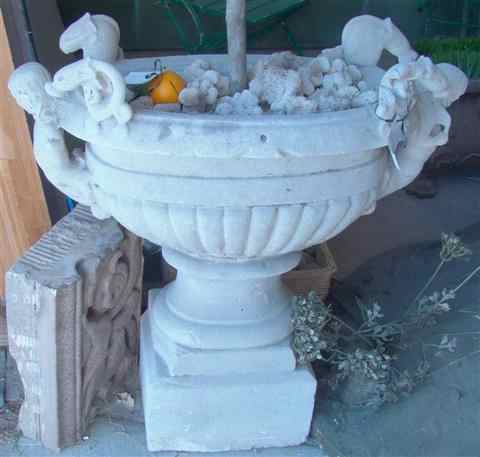 Appraisal: FRENCH LIMESTONE URN th century poss from Nice carved with