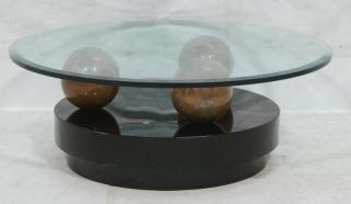 Appraisal: Contemporary Granite Ball Coffee Table Black Lac Contemporary Granite Ball