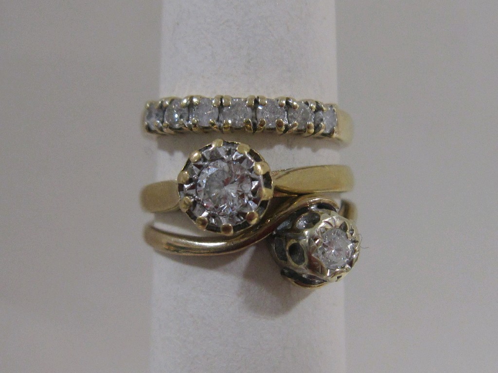 Appraisal: Lot comprising ct gold point diamond solitaire ring ct gold