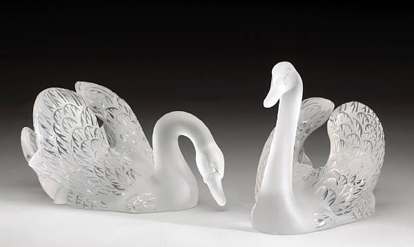 Appraisal: A pair of Lalique clear and frosted glass models of