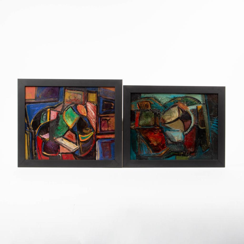 Appraisal: TWO ABSTRACT OIL ON CANVAS WORKS BY BERNARDII Two untitled