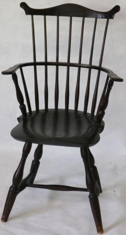 Appraisal: TH C CONN WINDSOR FAN-BACK ARM CHAIR BULBOUSTURNINGS WALNUT PLANKED