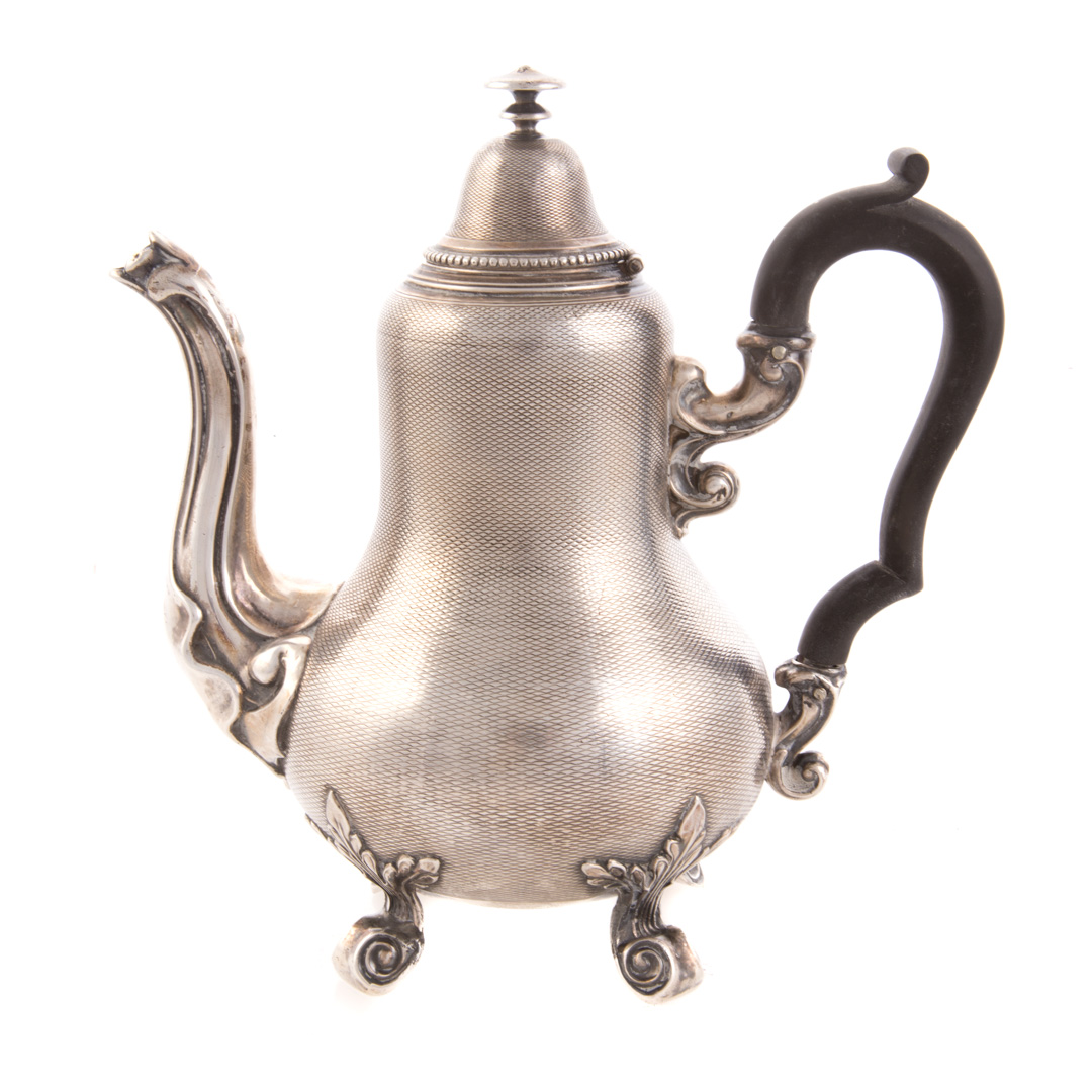 Appraisal: French Victorian engine turned silver coffee pot Martial Fray Paris