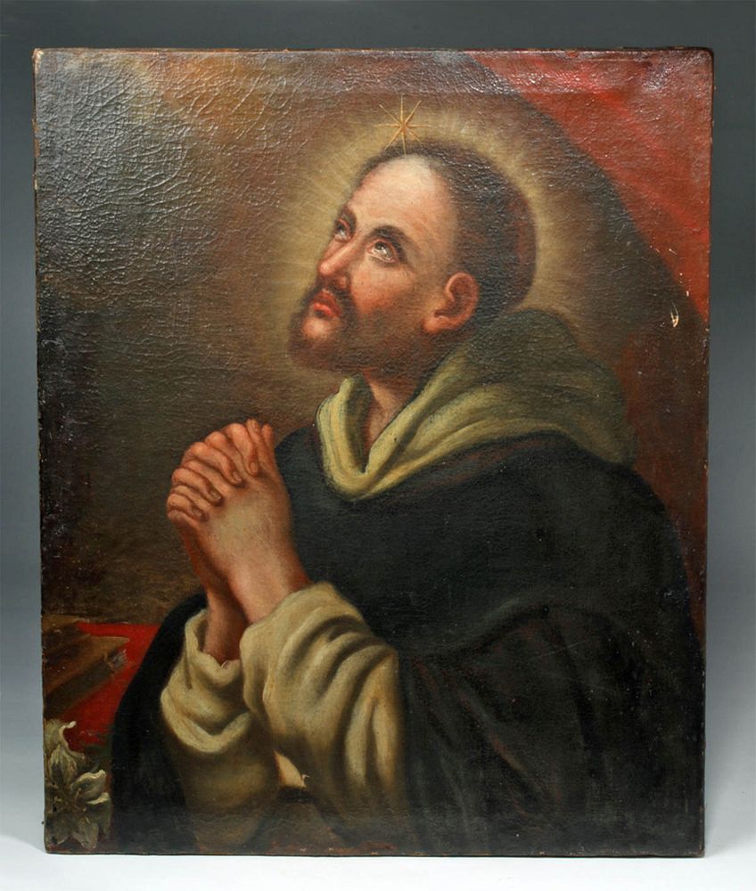 Appraisal: th C Spanish Colonial Painting - Franciscan Monk Originally Listed