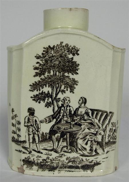 Appraisal: An th century creamware tea caddy of canted rectangular form