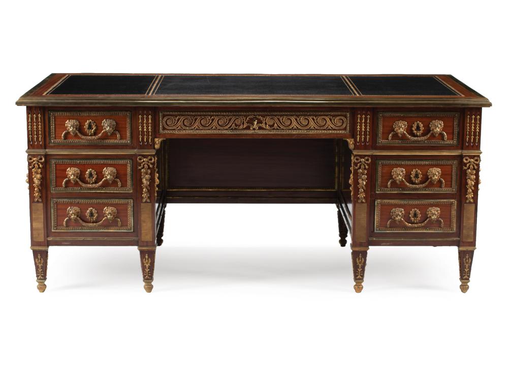 Appraisal: Regence-Style Bronze-Mounted Kingwood Bureau th c inset gilt-tooled black leather