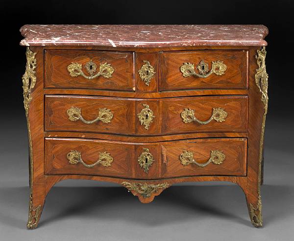 Appraisal: A Louis XV kingwood and rosewood commode stamped L M