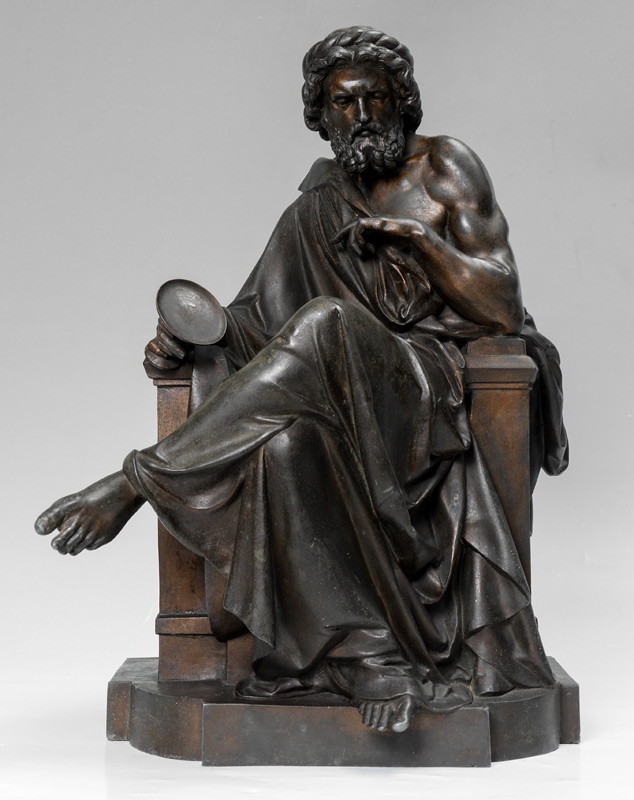 Appraisal: LARGE BRONZE SCULPTURE OF GREEK PHILOSOPHER '' h '' w