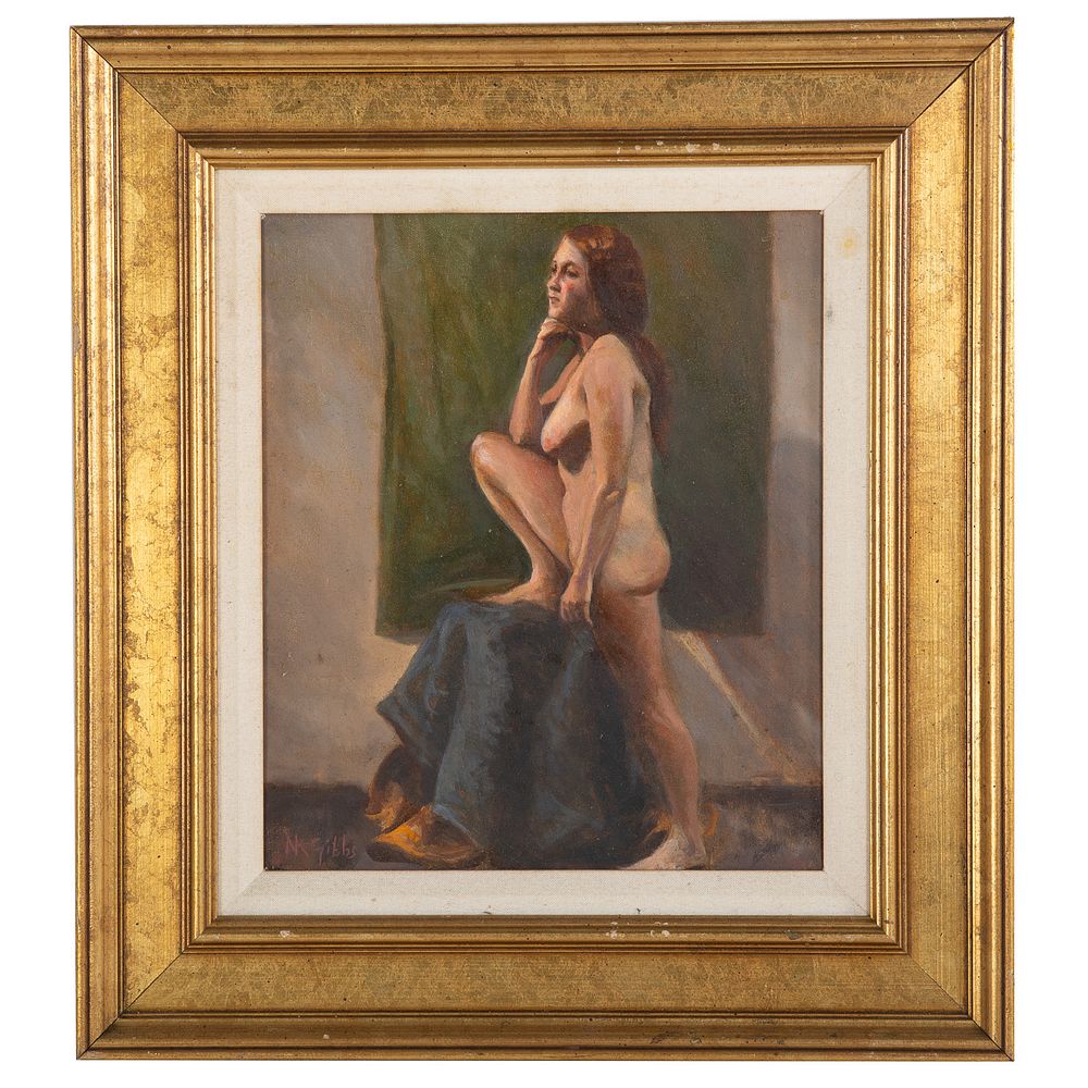 Appraisal: Nathaniel K Gibbs Standing Nude oil on canvas American -