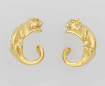 Appraisal: A Pair of Panther Design Earrings k yellow gold puff