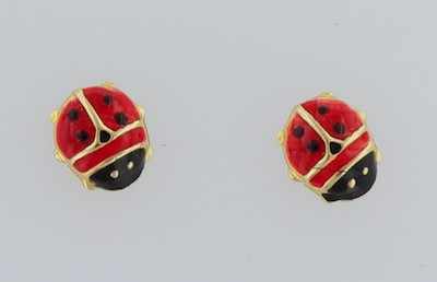 Appraisal: A Pair of k Gold and Enamel Ladybug Earrings k