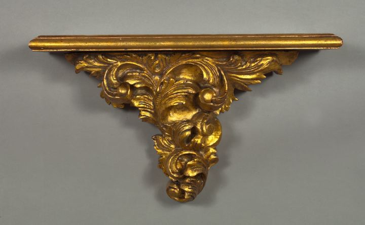 Appraisal: Large Italian Carved and Gilded Wood Bracket Shelf in the