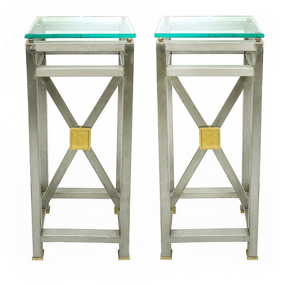 Appraisal: Pair of Modern Pedestals Pair of Modern Metal Brass Pedestal