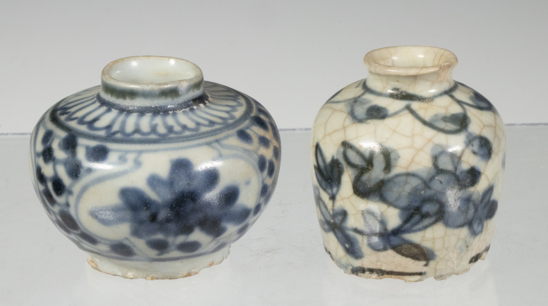 Appraisal: CHINESE QING MINIATURE PORCELAIN POTS Blue and White Glazed Pots