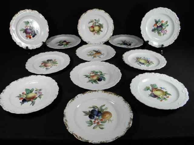 Appraisal: Twelve Meissen Royal Porcelain Manufactory hand painted porcelain plates Scalloped