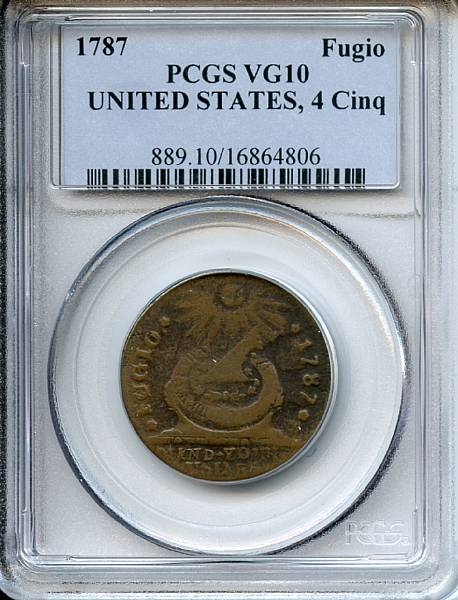 Appraisal: Fugio Cent UNITED STATES Cinquefoils VG PCGS Newman -H R