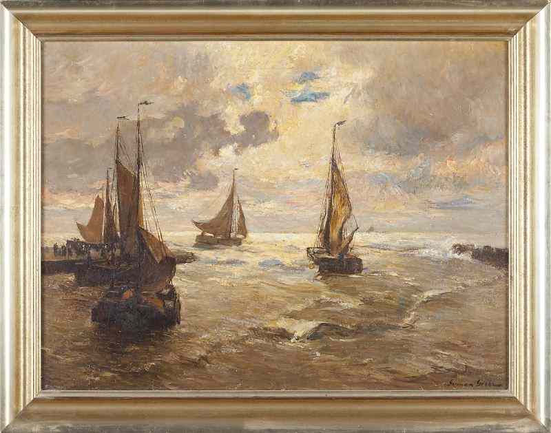 Appraisal: German Grobe German - Harboroil on canvas signed at lower