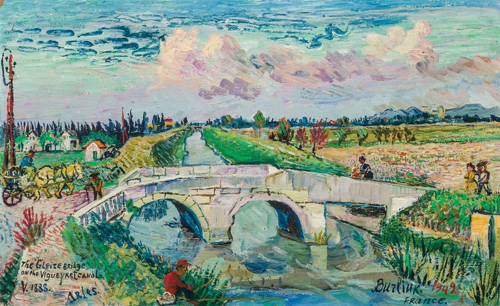 Appraisal: DAVID BURLIUK American Russian - The Gleize Bridge on the