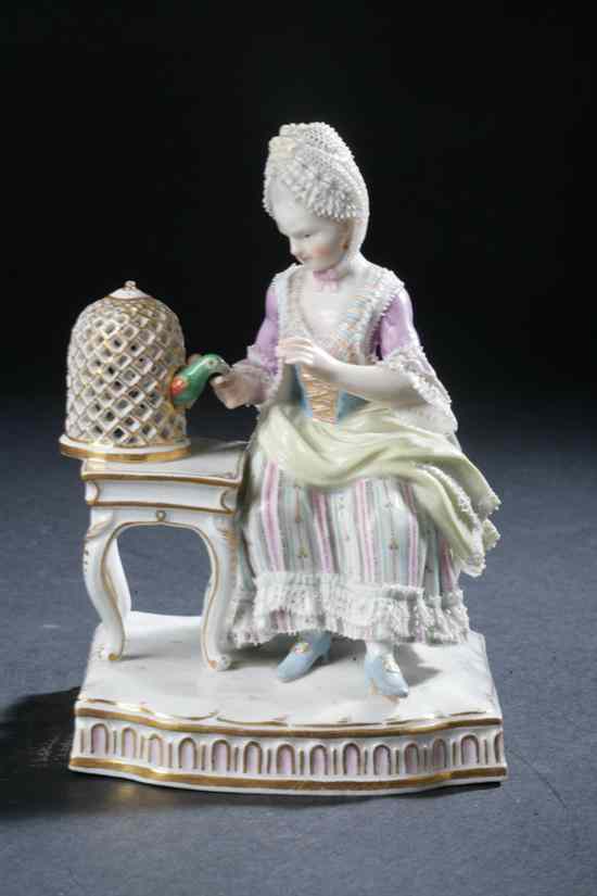 Appraisal: MEISSEN PORCELAIN FIGURE EMBLEMATIC OF TOUCH late th-early th century