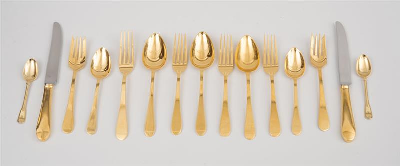 Appraisal: TIFFANY CO SILVER GILT ONE-HUNDRED-TWELVE-PIECE FLATWARE SERVICE Comprising twelve hollow-handled