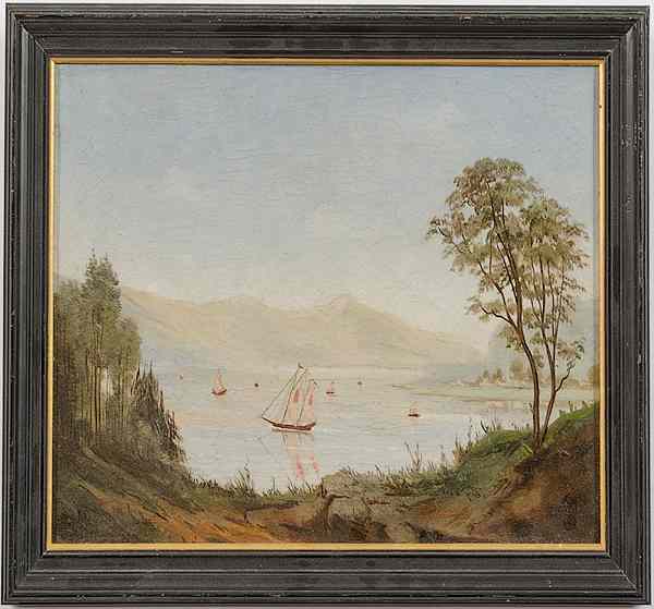 Appraisal: Hudson River Landscape Oil on Canvas American early th century