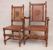 Appraisal: Pair of Gentleman and Lady's Chairs A gentleman's chair with