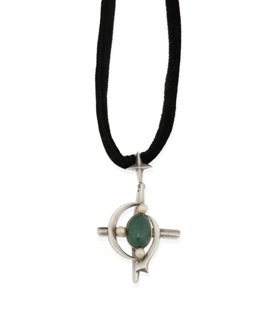 Appraisal: Antonio Pineda - Mexican A silver aventurine quartz and pearl