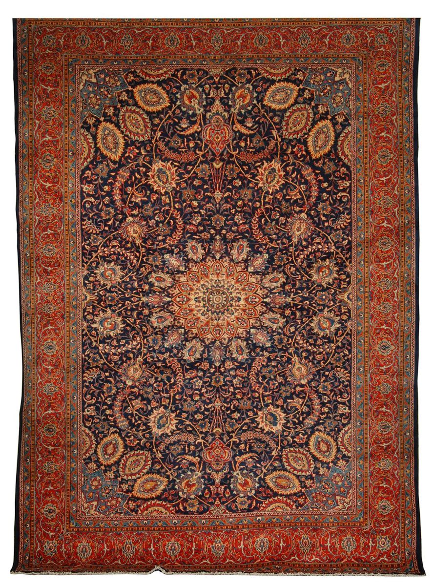 Appraisal: ORIENTAL RUG ISPHAHAN ' x ' Central medallion of light