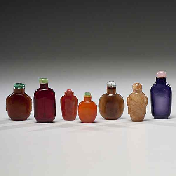 Appraisal: Collection of Glass Chinese Snuff Bottles Chinese Collection of seven