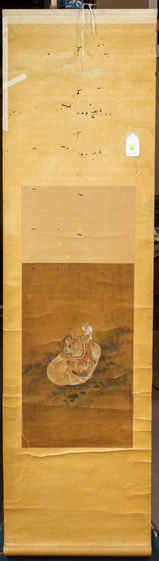 Appraisal: CHINESE HANGING SCROLL Chinese hanging scroll ink and color on