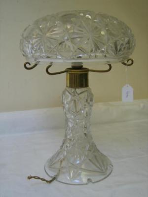 Appraisal: A CUT GLASS ELECTRIC TABLE LAMP BASE the mushroom shade