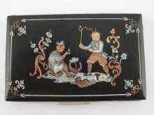 Appraisal: A French aide memoire the black case inlaid with finely