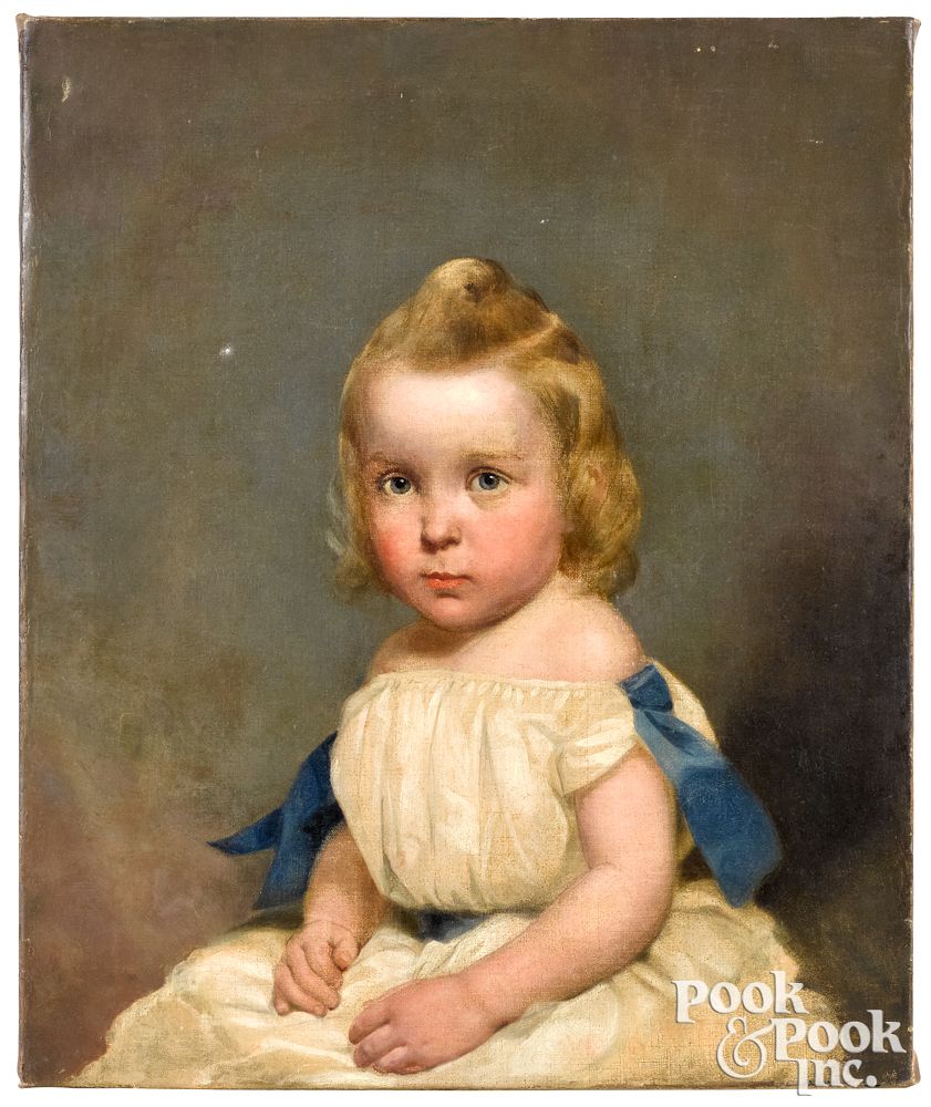 Appraisal: American oil on canvas portrait of a child American oil