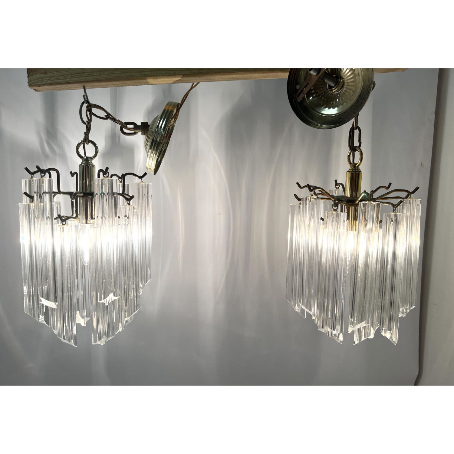 Appraisal: Pr CAMER or VENINI Hanging Chandeliers Each with four sided