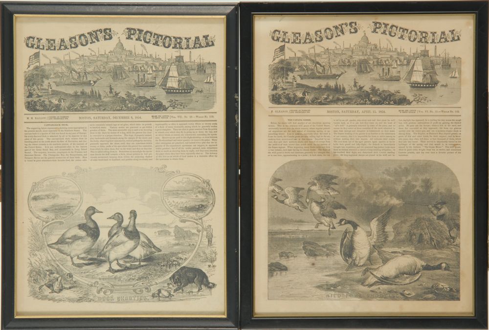 Appraisal: PAIR OF FRAMED NEWSPAPER PRINTS Gleason's Pictorial Boston Saturday April