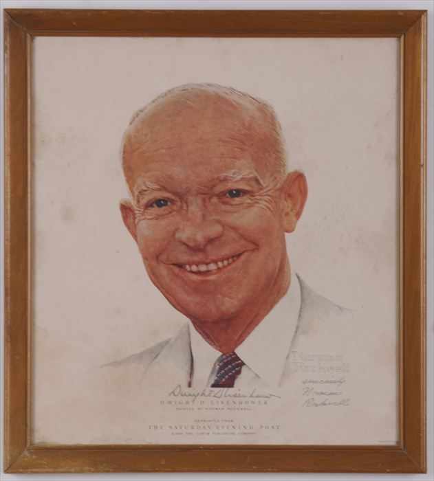 Appraisal: SIGNED ROCKWELL NORMAN AND DWIGHT D EISENHOWER - PORTRAIT OF