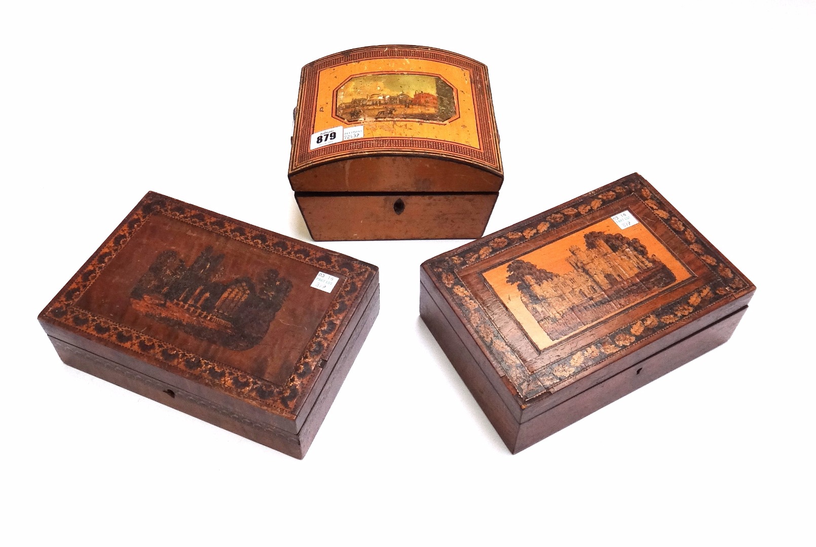 Appraisal: A th century sewing box the domed lid with applied