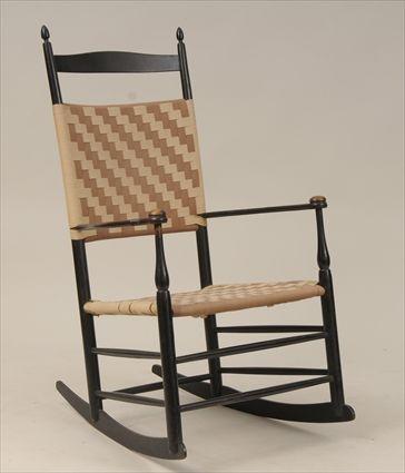 Appraisal: Shaker Rocking Chair with Woven Tape Seat and Back x