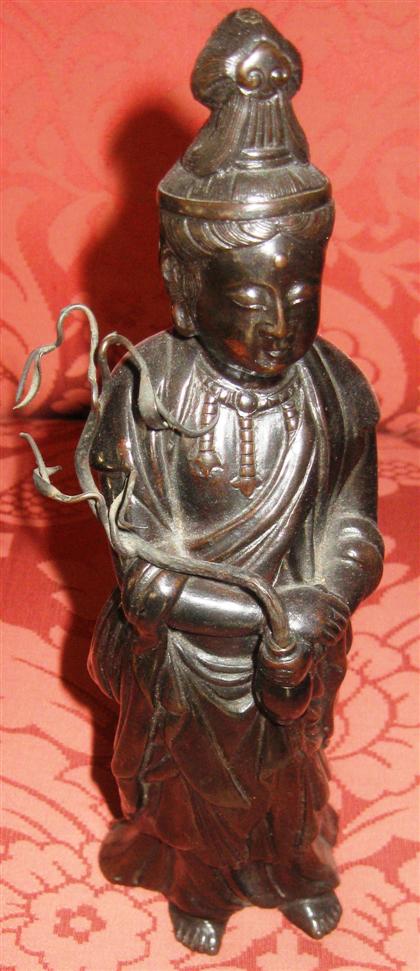 Appraisal: Japanese patinated bronze kannon figure th century