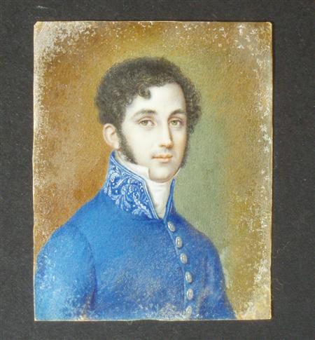 Appraisal: A th century Continental portrait miniature of a gentleman wearing