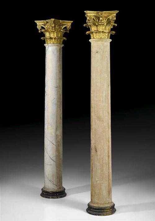 Appraisal: PAIR OF CARVED AND PARCEL-GILT COLUMNS Louis XVI style Italy