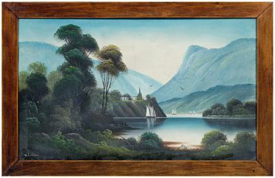 Appraisal: American School painting view of Hudson River signed lower left