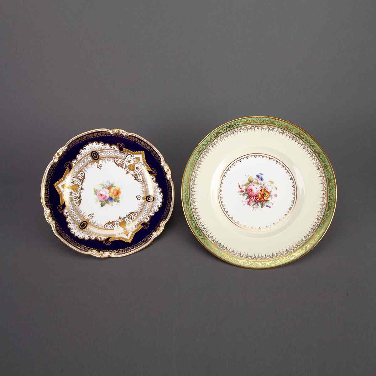 Appraisal: Two Royal Crown Derby Plates W E J Dean painted