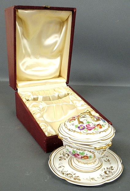 Appraisal: - Boxed set with French porcelain sweetmeat covered bowl h