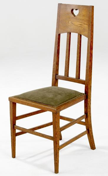 Appraisal: GEORGE LOGAN Scottish Arts Crafts side chair with heart cutout